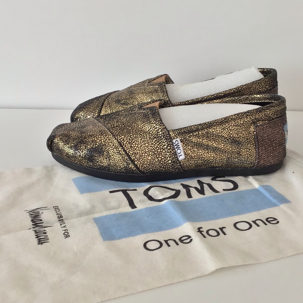 Toms Gold Metallic Slip-on Sz 7.5